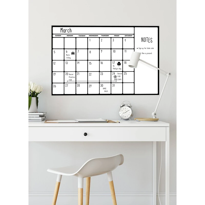 WallPops Black & White Dry Erase Calendar
