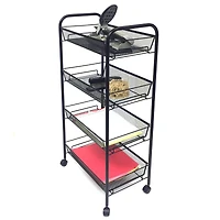 Mind Reader Black All-Purpose Heavy Duty Trolley Utility Cart with Wheels