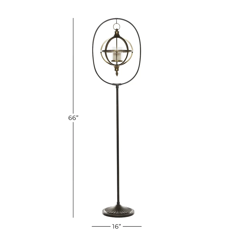 Bronze Iron Modern Candle Holder Lantern, 66" x 16" x 11"