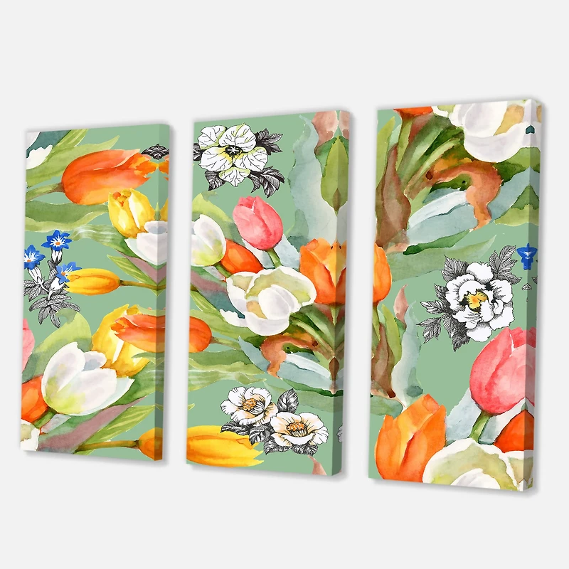 Designart - Blooming White and Orange Tulips III