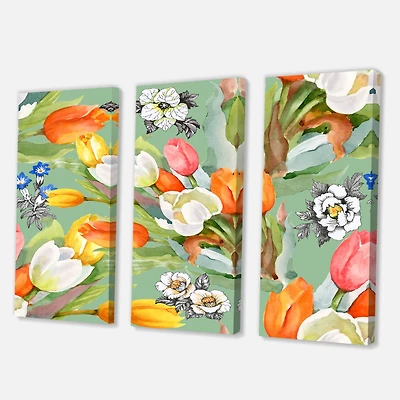 Designart - Blooming White and Orange Tulips III