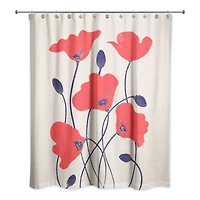 Simple Red Poppies 71" x 74" Shower Curtain