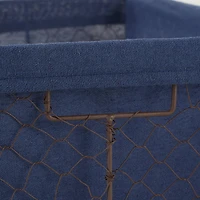 DII® Medium Rustic Bronze Chicken Wire Baskets with French Blue Liners, 2ct.