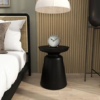 Black Metal Accent Table with Bell Shaped Base