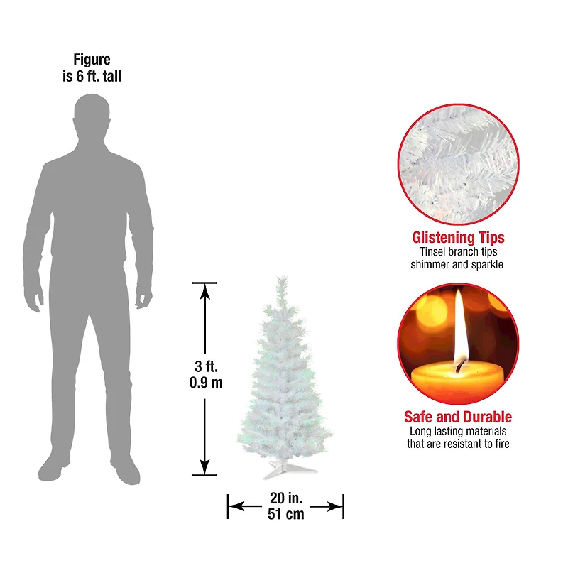 3ft. Unlit White Iridescent Artificial Christmas Tree