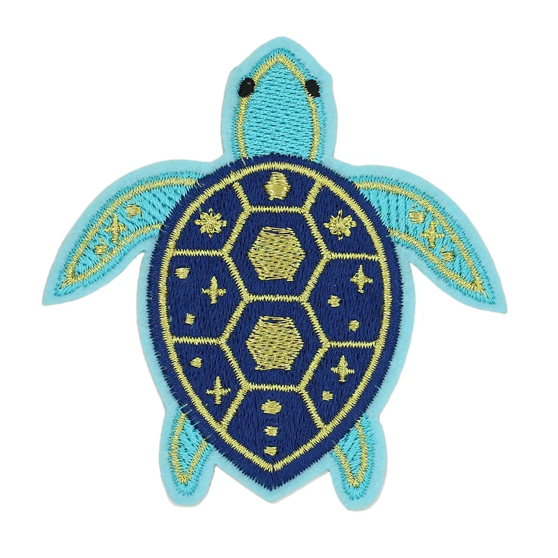Iron-On & Adhesive Blue Turtle Embroidered Patch by Make Market®