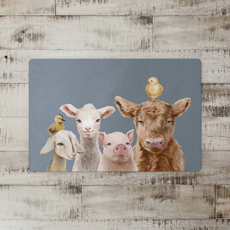 18" x 27" Baby Farm Animals on Slate Floor Mat