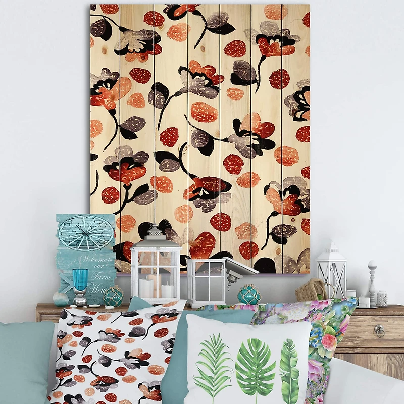 Designart - Modern Flower In Blue Red and Orange