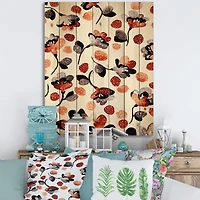 Designart - Modern Flower In Blue Red and Orange