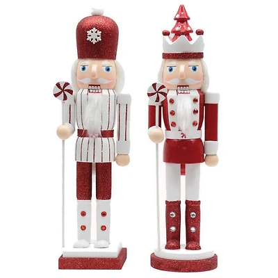 Santa's Workshop 15" Red & White Peppermint Nutcracker Set