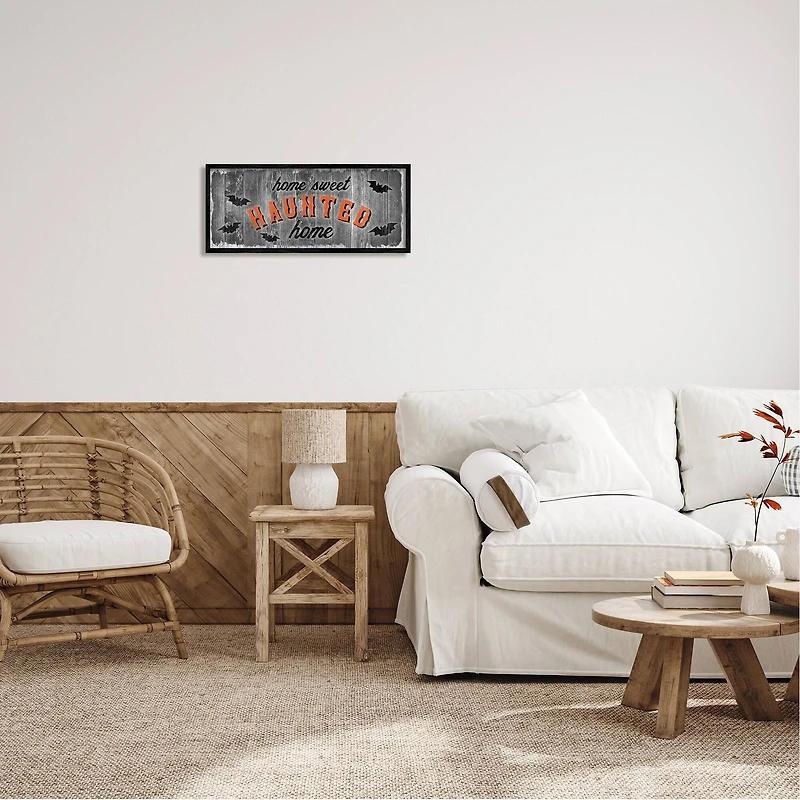 Stupell Industries Sweet Haunted Home Bats Sign Framed Giclée Wall Art