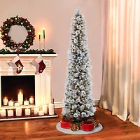 7.5ft. Pre-Lit Flocked Portland Pine Slim Artificial Christmas Tree, Clear Lights