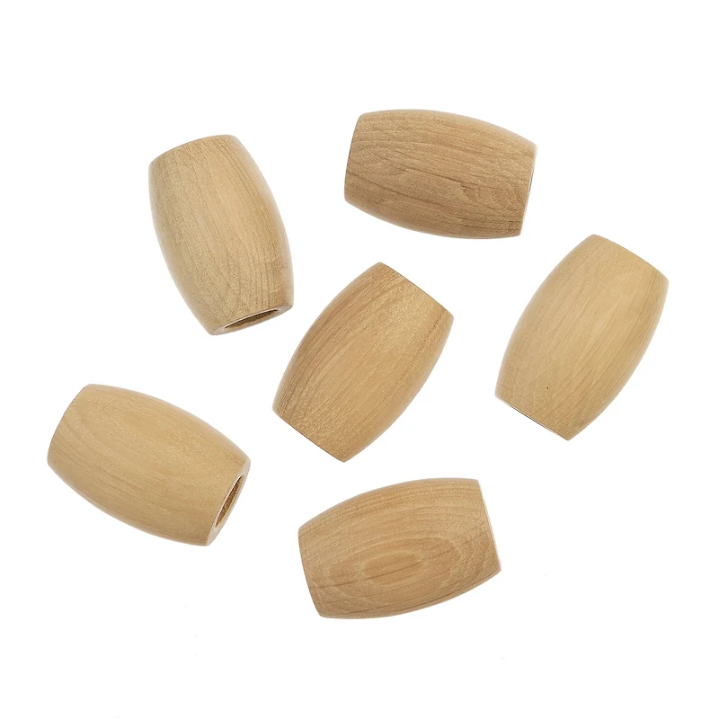 22mm Cream Oval Wood Beads, 6ct. by Loops & Threads®