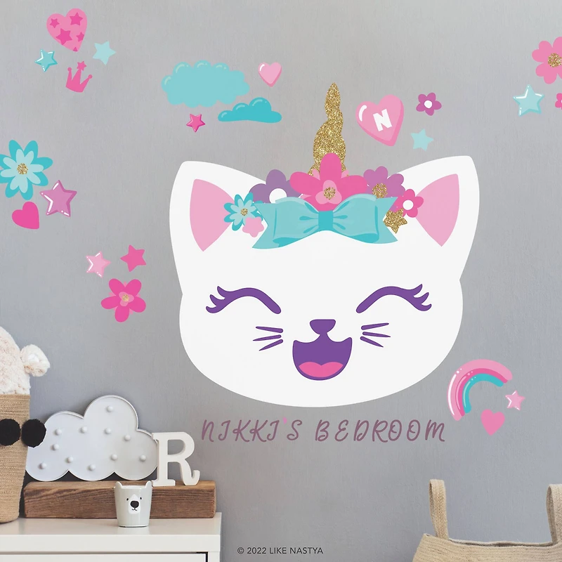 RoomMates Like Nastya Unicorn Cat Giant Peel & Stick Wall Decals with Alphabet