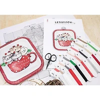 LetiStitch Meowy Christmas with Hoop Counted Cross Stitch Kit