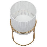 Set of 3 White Iron Contemporary Planter, 23" x 19" x 16"