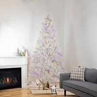 6.5ft. Pre-Lit Seneca White Spruce Artificial Christmas Tree, Dual Function LED Lights