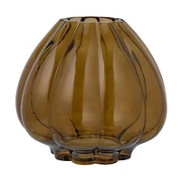 Hello Honey® 9.75" Brown Round Fluted Glass Vase