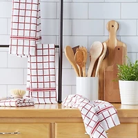 DII® Barn Red Windowpane Terry Dishtowels, 4ct.