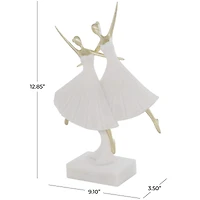 12.75" Cream Polystone Dancing Ballet Couple Sculpture Décor