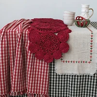 Hello Honey® 46" Red Hand-Woven Jute Table Runner