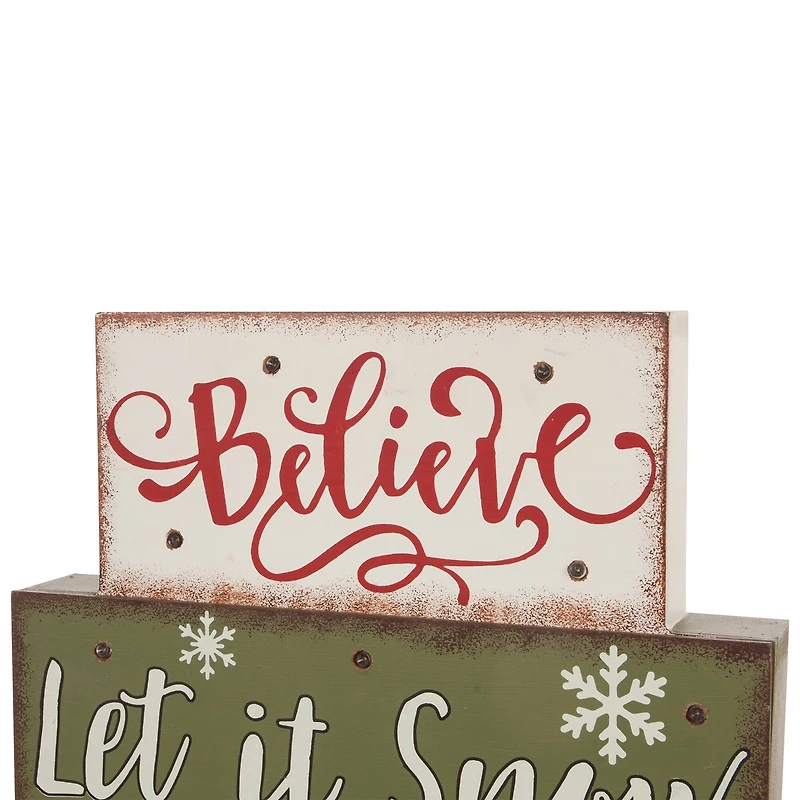 Glitzhome® 12" LED Wooden Block Holiday Word Sign