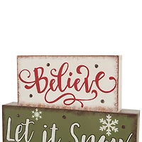 Glitzhome® 12" LED Wooden Block Holiday Word Sign
