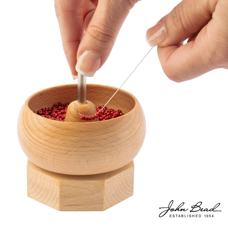 John Bead 4" x 4" Spin that Bead! Wooden Bead Spinner with 2 Needles