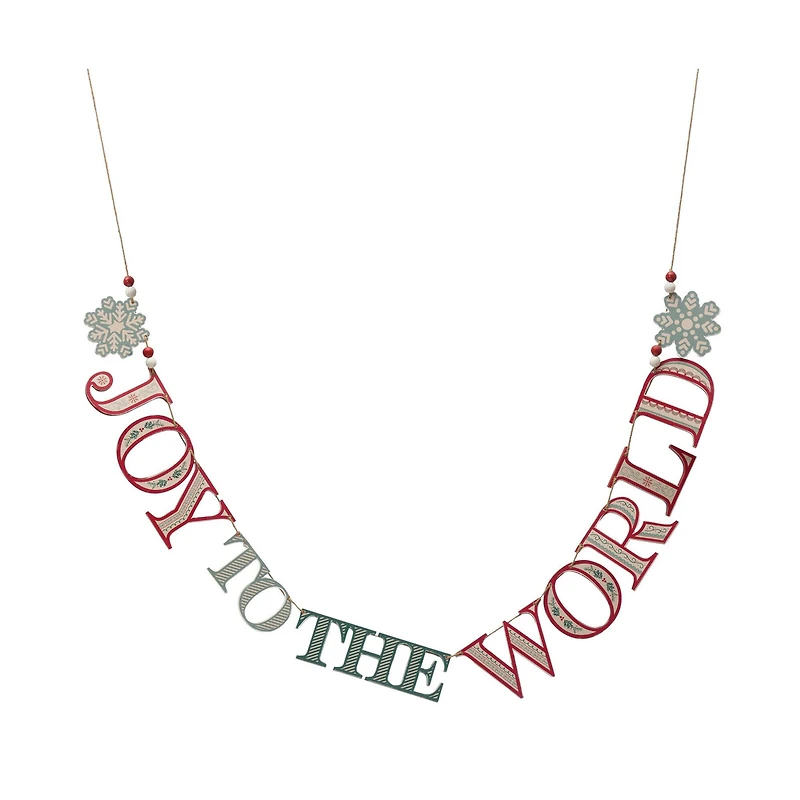 Hello Honey® 54" Joy To The World Snowflakes Wood Garland
