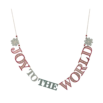 Hello Honey® 54" Joy To The World Snowflakes Wood Garland