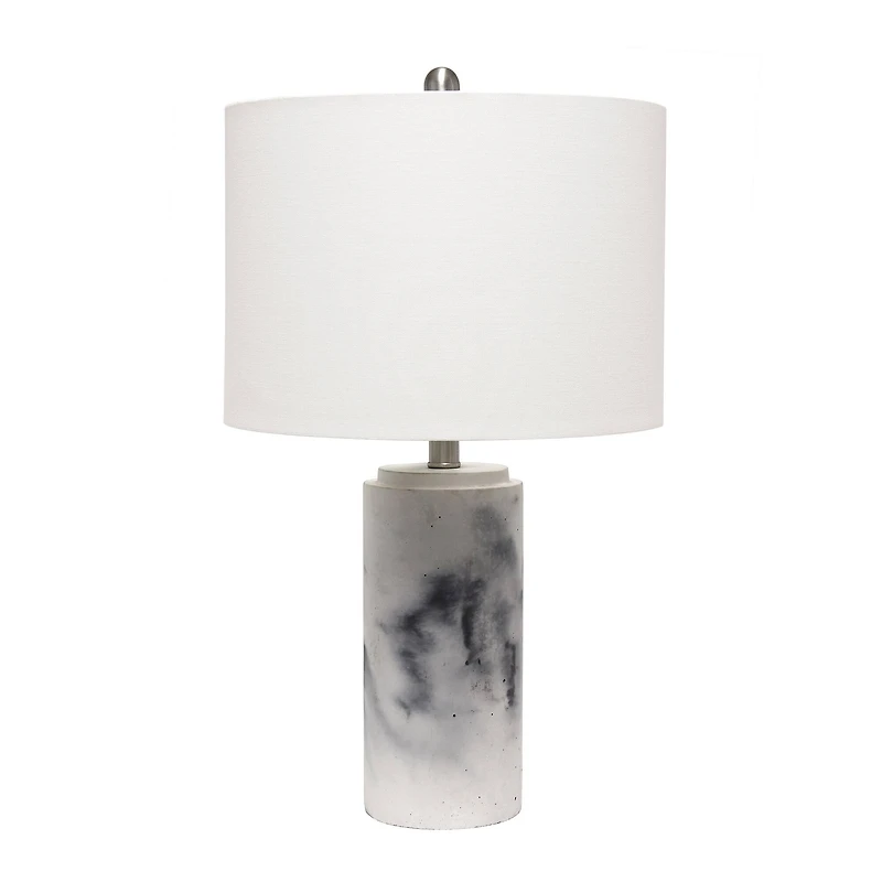 Lalia Home 24.5" White Marbleized Table Lamp with White Fabric Shade
