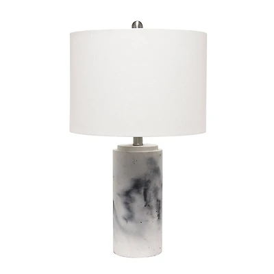 Lalia Home 24.5" White Marbleized Table Lamp with White Fabric Shade