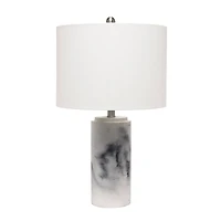 Lalia Home 24.5" White Marbleized Table Lamp with White Fabric Shade