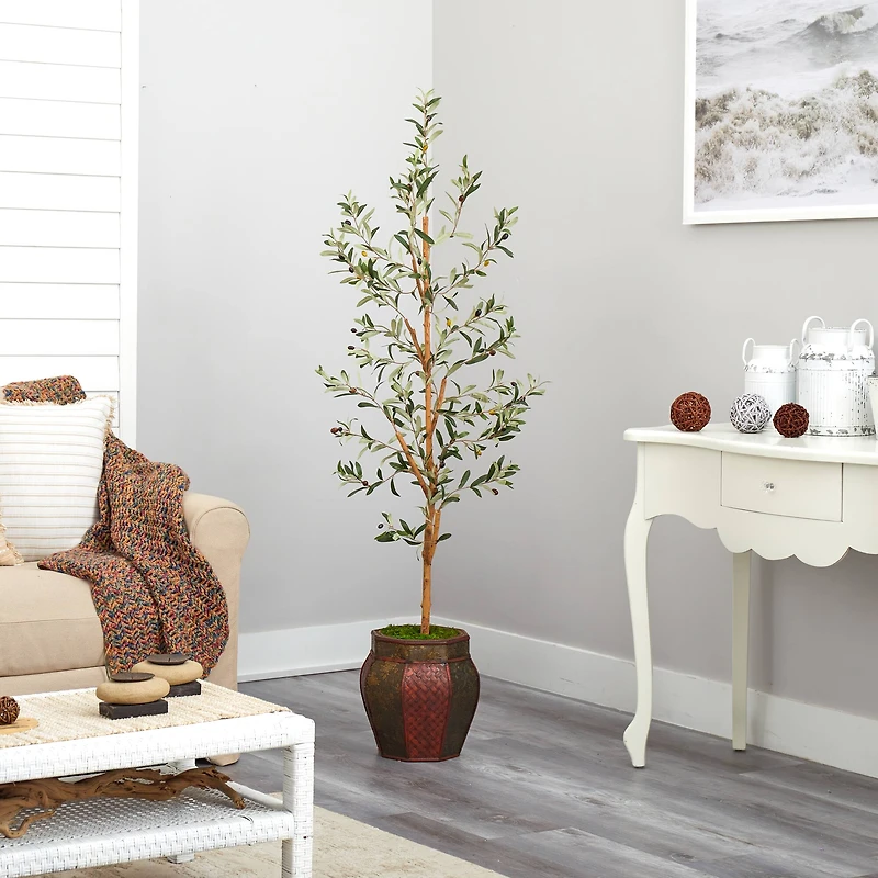5.5ft. Olive Artificial Tree in Decorative Planter
