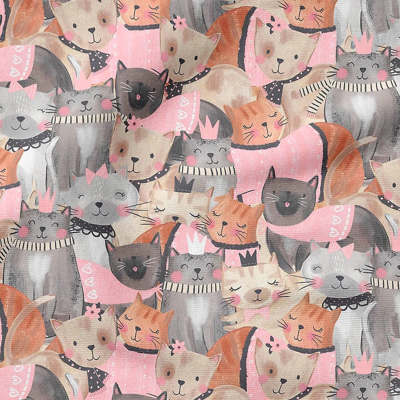 Fabric Editions Pink Fancy Kittens Cotton Fabric