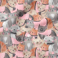 Fabric Editions Pink Fancy Kittens Cotton Fabric