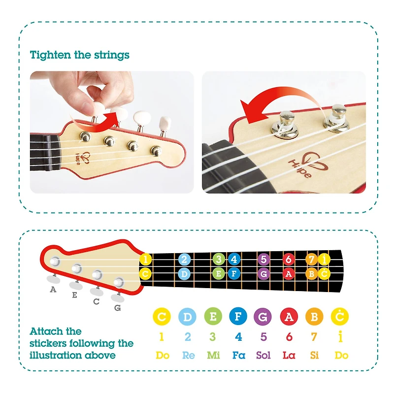 Hape Learn With Lights Red Electronic Ukulele