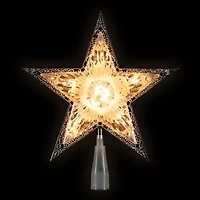 9" Pre-Lit Silver and Clear Crystal 5 Point Star Christmas Tree Topper - Clear Lights
