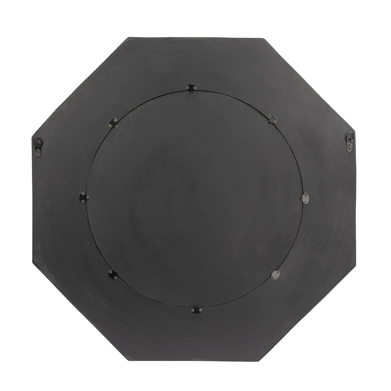 Hello Honey® Black Hexagonal Carved Wood Framed Wall Mirror