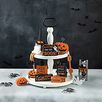 Glitzhome® 18" White Wood Double Tiered Tray