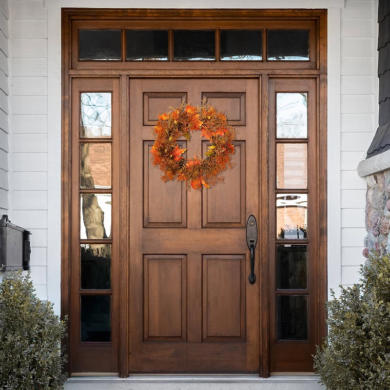 24" Autumn Harvest Maple Leaf with Berries Wreath