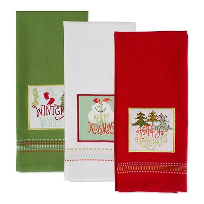 DII® Cozy Christmas Embellished Dishtowel Set