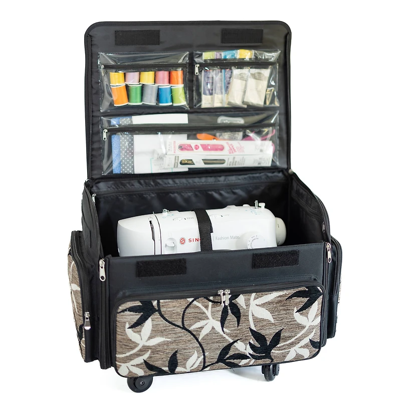 Everything Mary Black & White Tapestry Rolling Tote