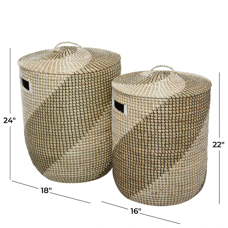 Brown Sea Grass Contemporary Storage Basket Set