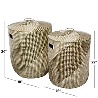 Brown Sea Grass Contemporary Storage Basket Set