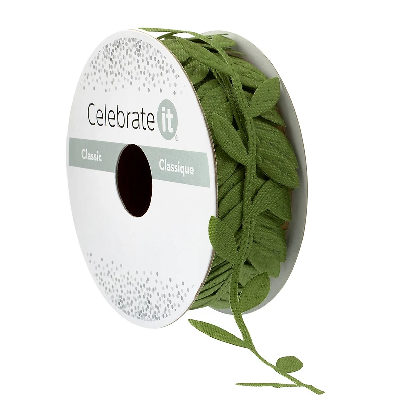 1" x 3yd. Green Leaf Ribbon by Celebrate It® Classic