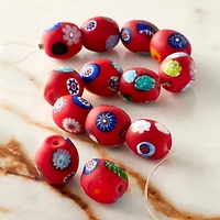 Red Millefiori Oval Beads by Bead Landing®