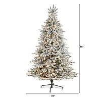 8ft. Pre-Lit Flocked West Virginia Spruce Artificial Christmas Tree, Clear Lights