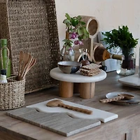 Hello Honey® 15" Beige & White Marble Wave Dual Cheese & Cutting Board