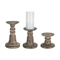 Dark Brown Resin Candle Holder Set, 5", 7" & 9.25"